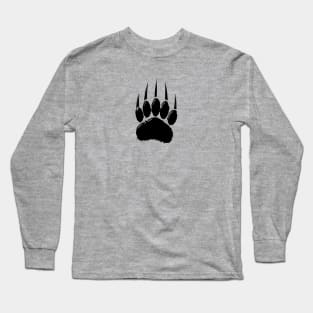 Shiny Black Bear Paw Print Long Sleeve T-Shirt